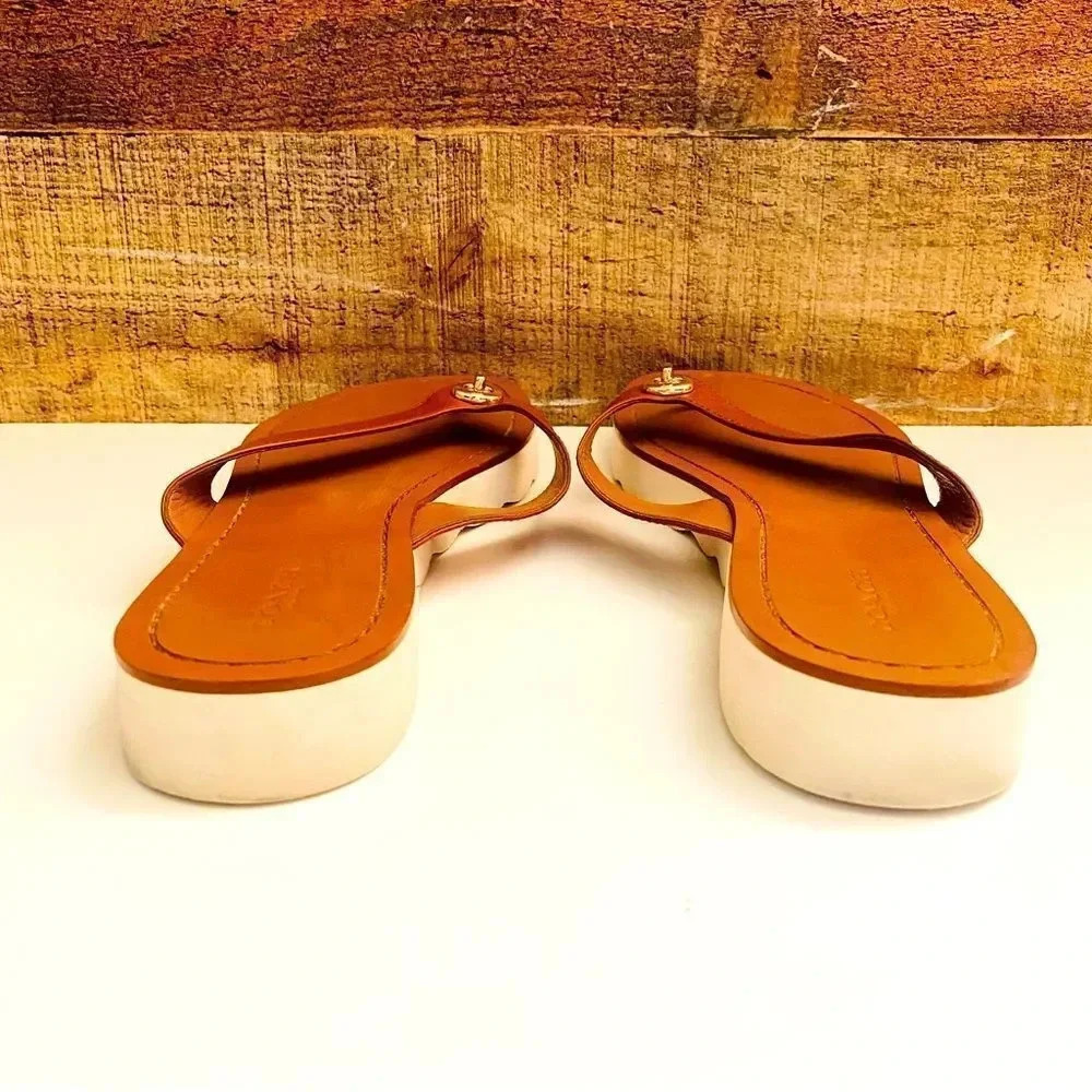 Coach Shelly Turn Lock Saddle Leather Sandals - Picture 6 of 10